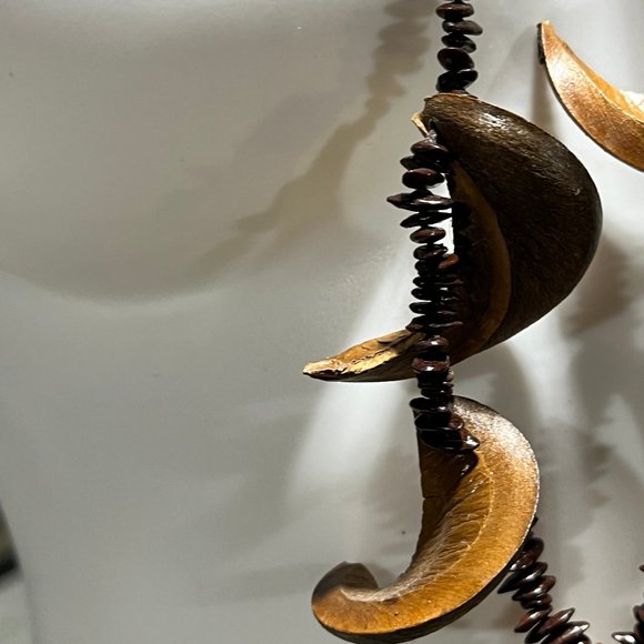 Vintage Handmade Apple Seed Necklace with Acacia Koa Seed Hawaiian Lei Botanical - Picture 3 of 10